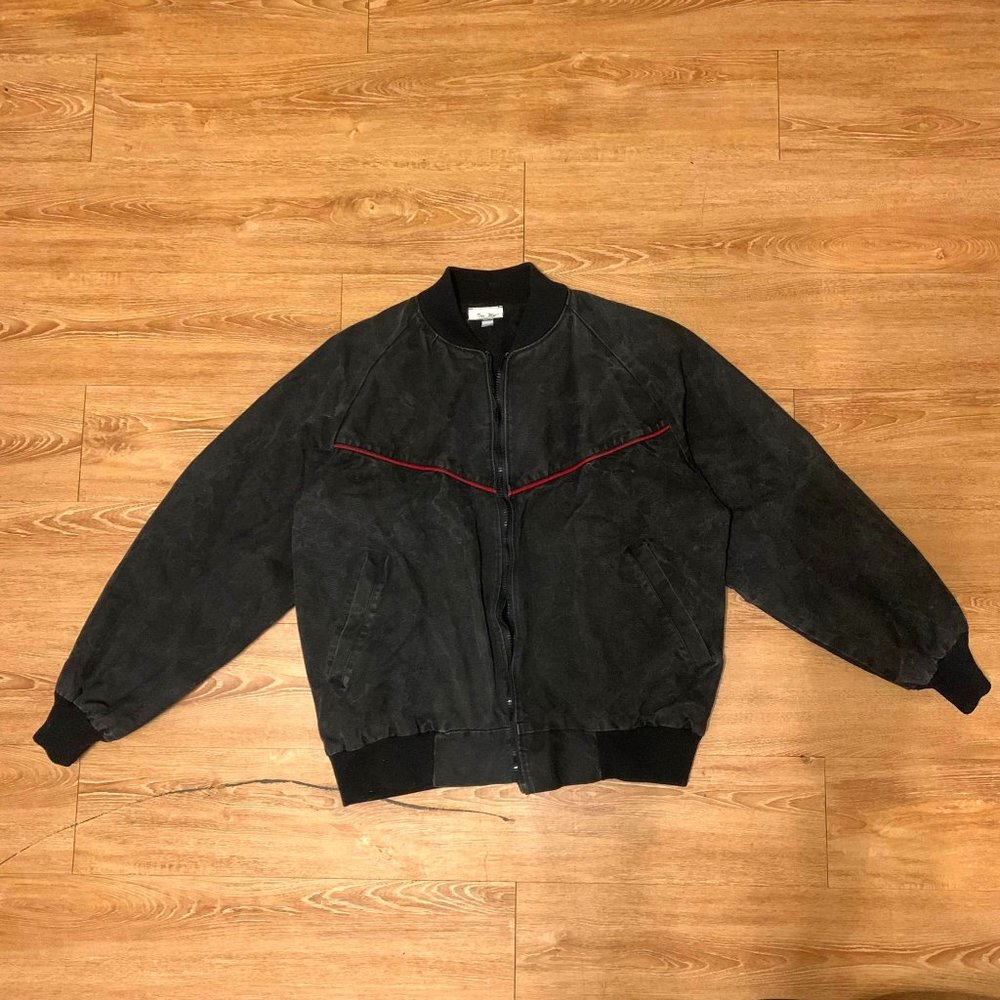 Tru West Bomber Jacket Size Large Vintage Black